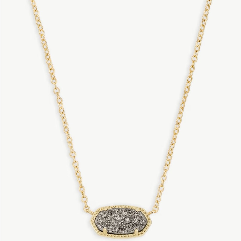 Kendra Scott Elisa Gold Pendant Necklace in Platinum Drusy